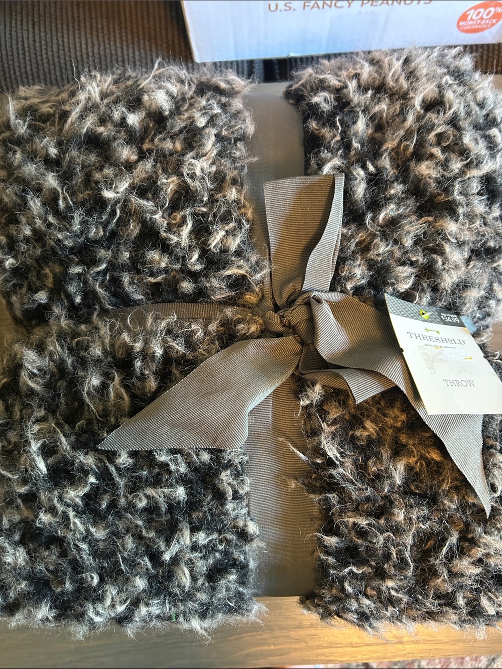 NWT Threshold Faux Fur Grey Throw